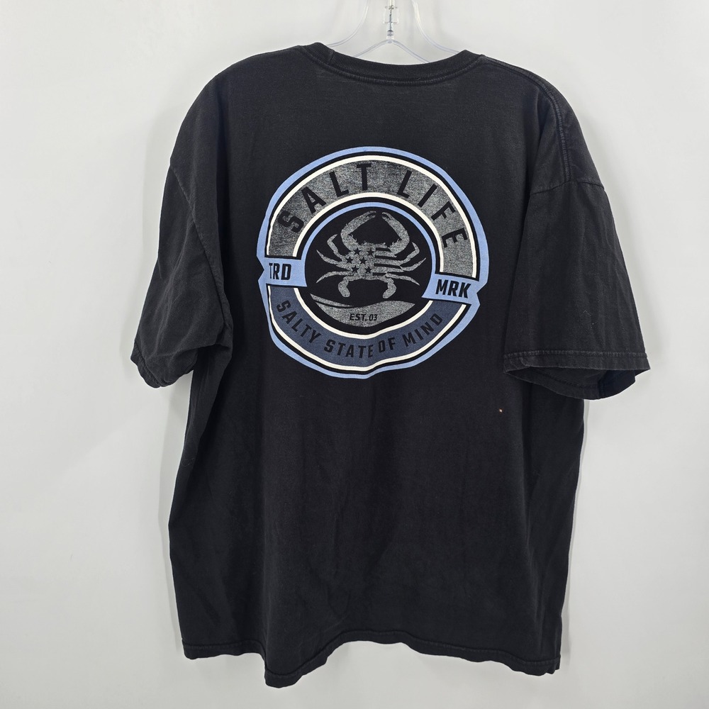 Salt Life Mens XL Black Salty State of Mind Crab Graphic T-Shirt Short Sleeve